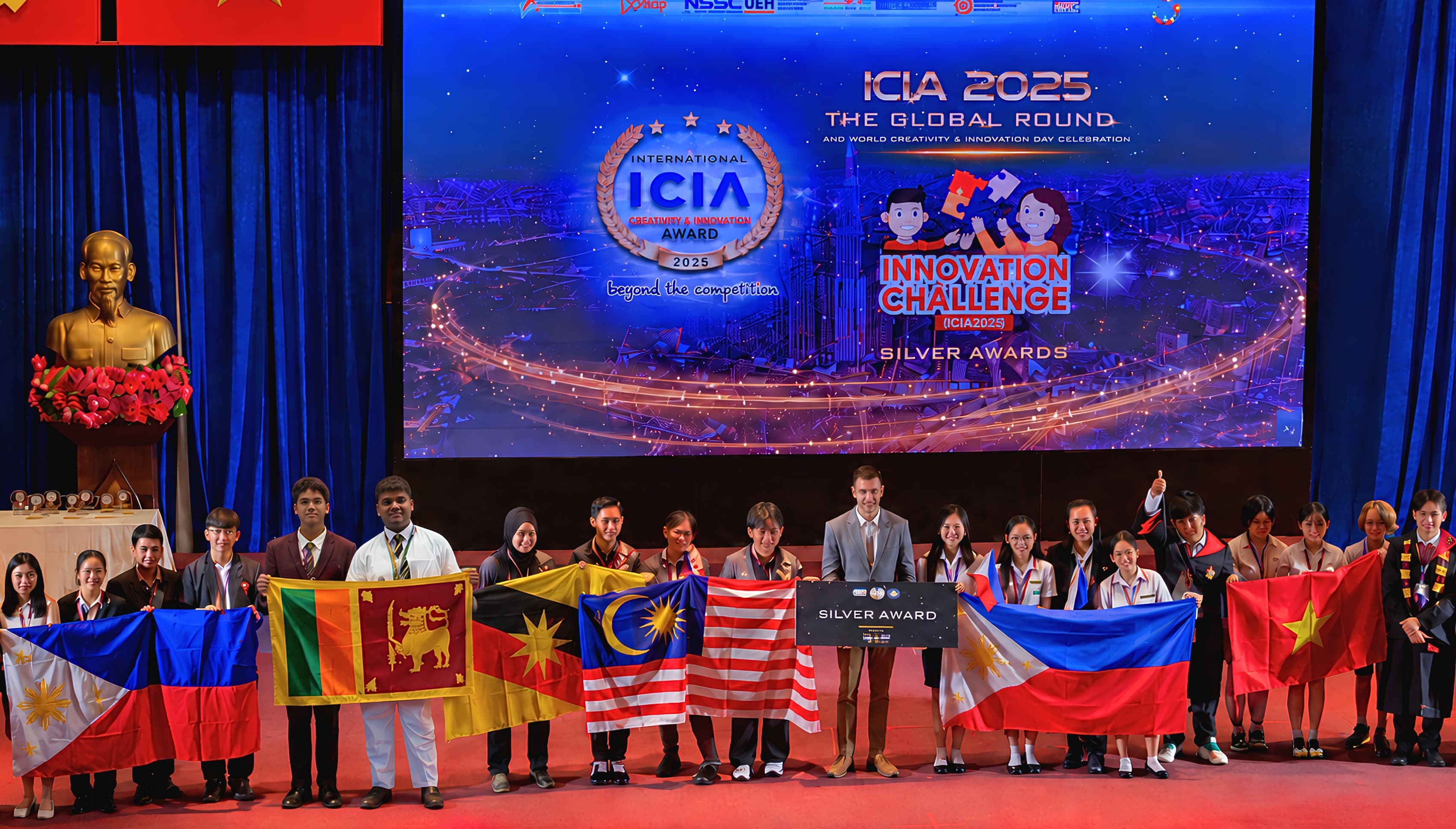 Meu Labs students representing Sri Lanka at the 2025 International Creativity and Innovation Awards